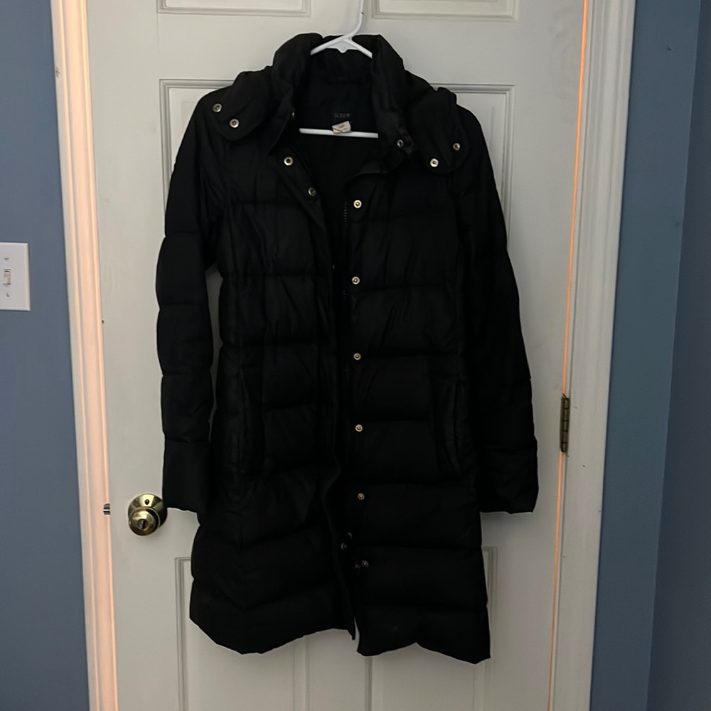 J. Crew genuine down Black Long Puffer Coat